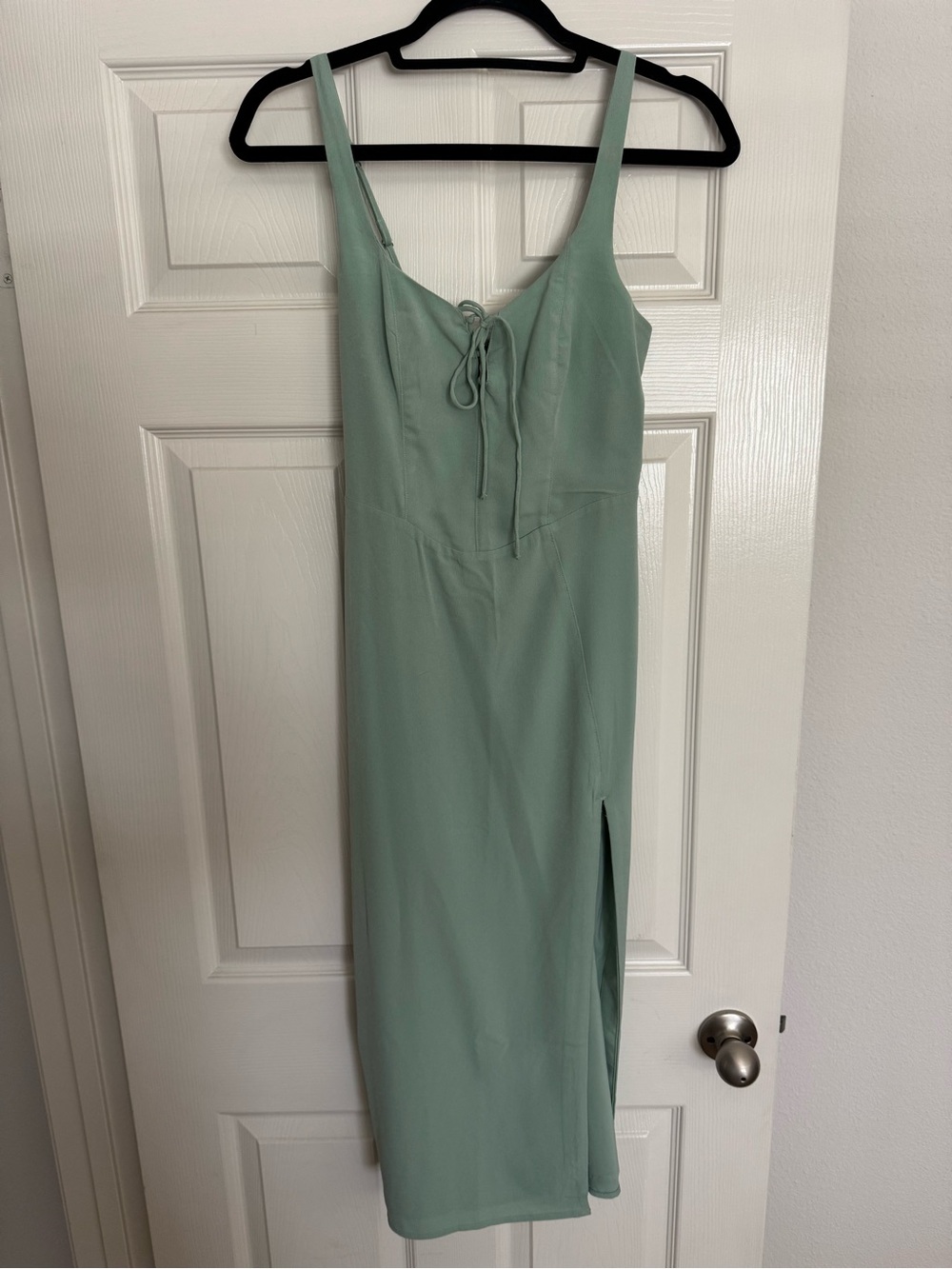 Abercrombie Sage Green Tie-Front Midi Dress